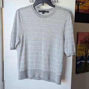 Veronica Beard Jeans Crochet Knit Gray Shirt Size Large